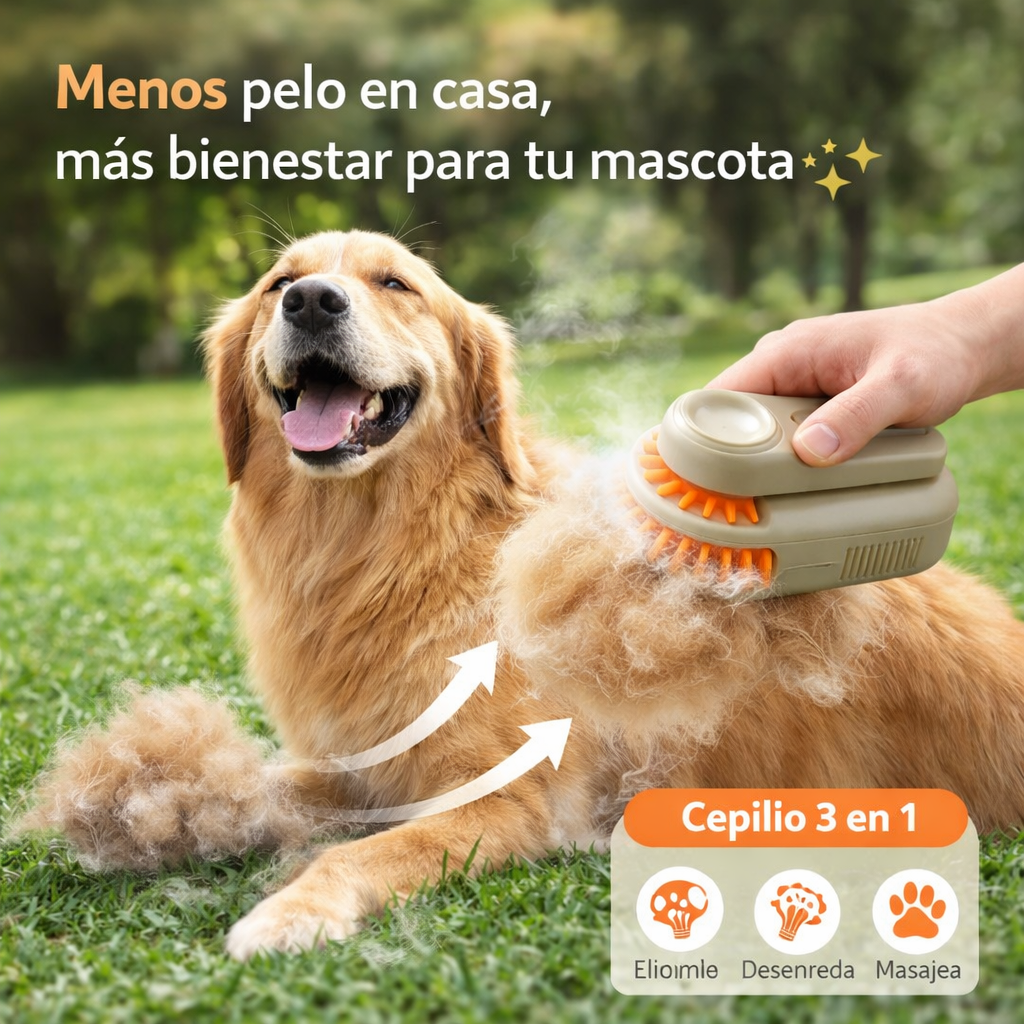 PetAura™ Cepillo de vapor 3 en 1