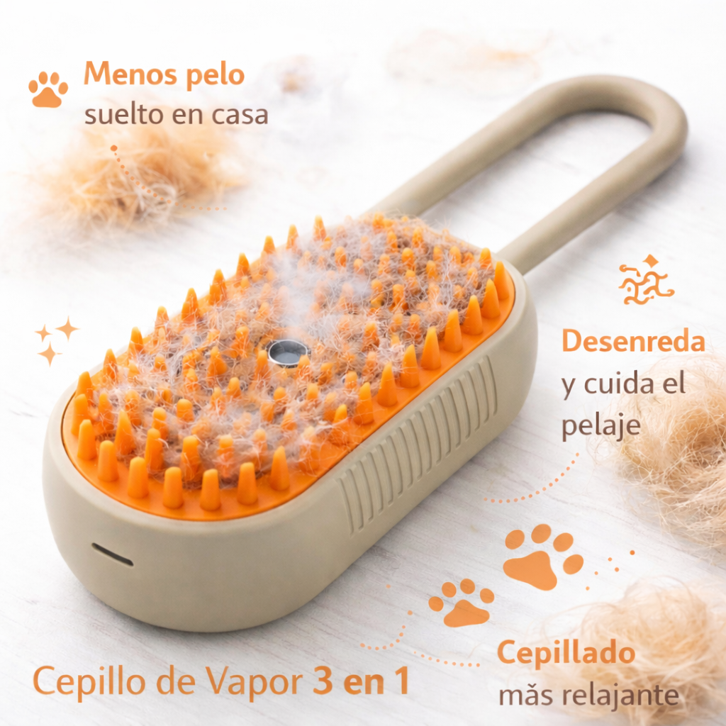 PetAura™ Cepillo de vapor 3 en 1